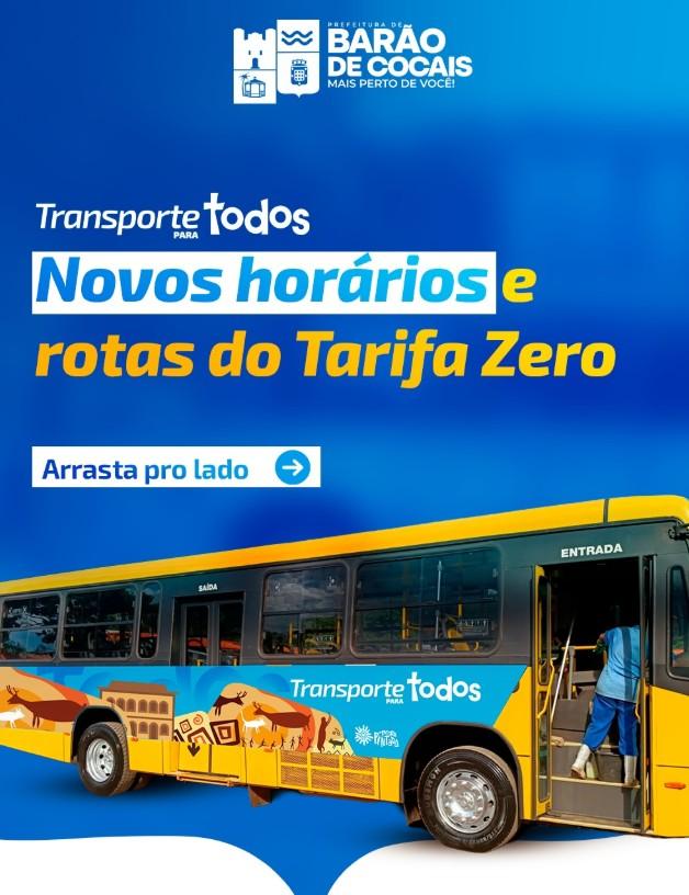Confira os novos horários e rotas do Tarifa Zero (Bora de Graça) em Barão de Cocais